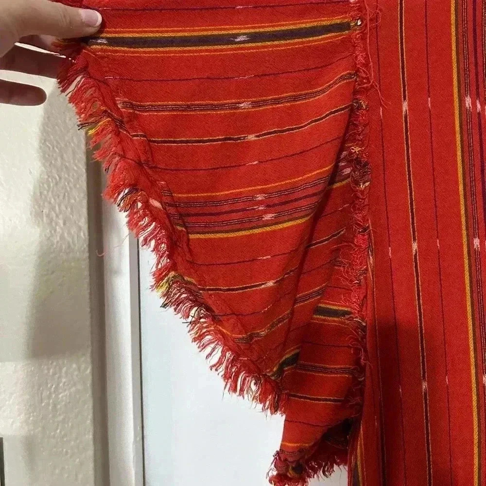 Free people women’s orange, red short sleeve BoHo maxi dress - Picture 3 of 6